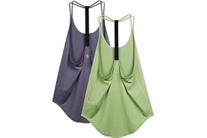 icyzone Damen Sport Top ärmellos Yoga Shirt Strappy Training Fitness Tank Top Gym Oberteile, 2er Pack