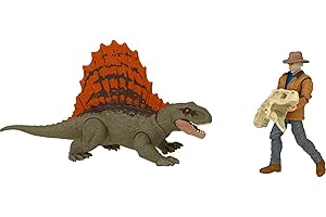 MATTEL Jurassic World Dominion Dr Alan Grant & Dimetrodon Lot humain et dinosaure avec 2 figurines d'action, coffret cadeau jouet et objet de collection