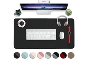 HELI MIAO Skórzana podkładka na biurko, 90 x 43 cm, mata na laptopa, wodoodporna, do biura lub domu, dwustronna (czarna)