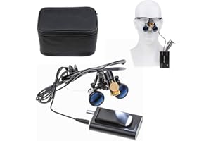 MIKE DENTAL Mike Detnal Binocular Loupes Dental Loupes 3.5X420MM Magnifier +5W Portable LED Plastic Headlight Plug in Clip Head Light with colth Bag (Black)