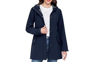 CMTOP Chaqueta Impermeable Mujer Abrigo Ligera Impermeable Chubasquero Cálida con Forro para Exterior Softshelljakce de Moda con Capucha Parka Cortavientos para Otoño e Invierno