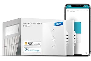 meross Podłączany przełącznik rolety (wymagany nowy przewód), kompatybilny z HomeKit, Alexa i Google Home, kontrola procentowa, sterowanie głosowe i zdalne sterowanie, 2 Sztuki
