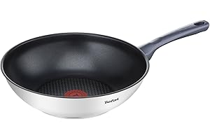 Tefal G7131914 Dailycook Poêle Wok 28 cm Tous Feux dont Induction, Acier Inoxydable, Inox, 28 cm, 47, 5 x 29, 4 x 10, 8 cm