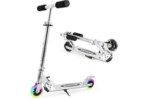 TENBOOM Scooter for Kids Ages 4-7, 2 Wheels Light Up Gift Scooters for Girls Boys Ages 6-12, Easy Folding Kids Scooter with 3 Levels Adjustable Handlebar and Rear Brake…
