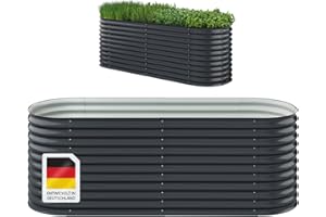 STEELSØN Hochbeet Hydra für Garten und Balkon, Pflanzkübel groß draußen 240x80x80 cm, Hochbeet Metall verzinkt, oval, freistehend für Blumen, Obst und Gemüse