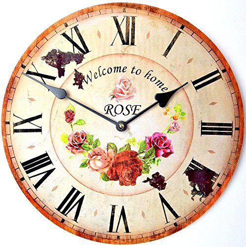 Tinas Collection Wanduhr mit 30 cm Durchmesser, Motiv Welcome home