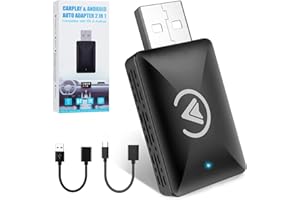 Robofun Android Auto Inalambrico, Carplay Inalambrico, 2 in 1 Adaptador para Android Auto y Carplay, Convierte Carplay y AA con Cable a inalámbrico, Plug and Play, Bluetooth 5.0,Conexión Estable