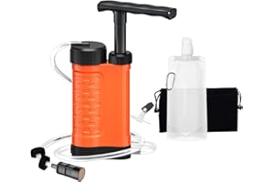 Purewell Filtre à Eau Portable,0.01Micron 5 Etapes système de Filtration d'eau,Personnel Purificateur d'eau et équipement d'urgence Pouvant pour Extérieur Randonnée Camping Voyage