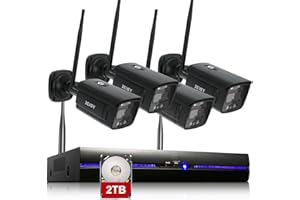 5MP Kit Videosorveglianza Wifi Esterno con Spotlight 2TB HDD, REIGY Sistema di Sicurezza 10CH NVR+4x1920P IP66 Impermeabile CCTV, Telecamera Sorveglianza Audio Bidirezionale Nero