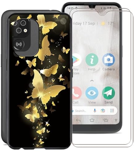 HGJTF Phone Case For Doro 8100 (6.10") With 1 X Screen Protector, Silicone Shockproof Black Shell Slim Soft TPU Bumper Cover For Doro 8100 - Lone