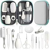 Qunlions life Infant Safety Care Set with Hair Brush Comb Nail Clipper, Baby Essentials Kit for Newborn Girls Boys (Grey Whit