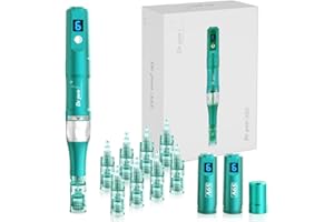 ‎IKLESTAR Microneedling, professioneller Dermapen A8S Dermaroller, kabelloser Dermaroller mit 8 16-poligen 36-poligen Ersatzpatronennadeln, 6 Geschwindigkeitsstufen, 0,25–2,5 mm, verstellbar