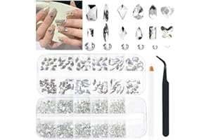 ALOCIAM 2680Une Strass Art d'ongle, strass ongle nail art En Cristal,Blanc Cristallisation Dos Plat, Diamant Décoration Ongles Brillant ColoréCristal Gemmes de Strass Ronds pour Art d’Ongles