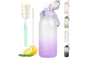 GXCROR Gourde Grande Bouteille d'eau de 2L Avec Marqueur de Temps et Paille - Restez Hydraté Avec Notre Grande Bouteille d'eau