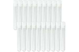 SZCXDKJ Provette in plastica, confezione da 60 provette per campioni in plastica, con tappo, 12 x 75 mm, provette in plastica trasparente con coperchio