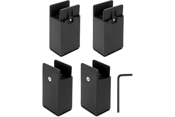 QWORK® 4-pack kraftig möbelhöjare 10 cm för sängar soffor bordsstolar – 10 cm höjd svart – 350 kg viktkapacitet – passar möbelfötter bredd upp till 3,8 cm