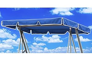 KEKAFU Hollywoodschaukel Ersatzdach 210x145, Hollywoodschaukel Dach Universalgröße, Hollywoodschaukel Dachbezug Universal, Sonnendach für Hollywoodschauke mit 2 Tunnelschlaufen 100% Polyester (Blau)