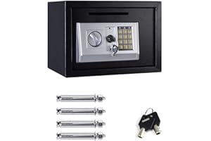 HUINI Digital Safe Key Safe Security Electronic Steel Safety Box Home Office Money Cash Lockable Storage Safe with 2 Emergency Keys, 16L - Black