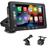 7" Car Screen with Carplay and Android Auto Wireless, Rear Camera | Carplay Portable Radio Touch Screen USB/AUX/TF Reversing