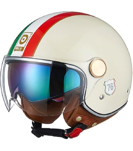 Motorcycle Half Shell Jet Helmet, Motorcycle Helmet With ECE/DOT Certification, Jet Helmets For Adults Men Women, Open Face Collision Helmet With Sun Visor, For Biker, Scooter, Cruiser 1, M = 57-58 Cm - View #9