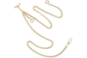 ManChDa Chaîne de Montre de Poche - Ancien Conception Chaîne Double Albert T-Bar Chaîne Chaîne de Cow-Boy avec Crochet pour Hommes Femmes