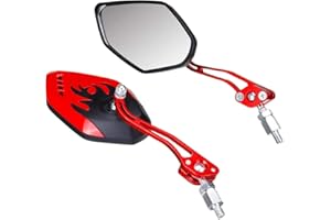 Dasing 2 Pcs Universal Motorbike View Mirror Motorcycle Rearview Mirrors 360 Degree Rotation Motorcycle Motorbike Scooter Side Mirrors 8 / 10mm Black + red