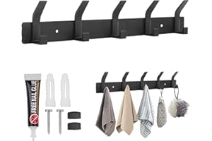 Blnriam Appendiabiti a parete, gancio appendiabiti posteriore porta, appendiabiti a doppia fila, gancio appendiabiti in metallo adatto per giacche, cappotti, cappelli, sciarpe, (gancio nero opaco)