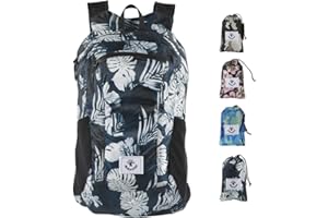 4Monster Faltbarer Rucksack Ultra Leicht, Unisex Tagesrucksack Outdoor, Wasserdichter Wanderrucksack für Camping Wandern Reisen Sport Klettern Radfahren (Blume Blau, 24L)
