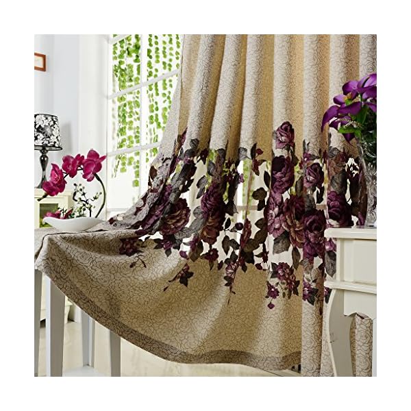 GWELL Semi-shade Floral Print Curtain Eyelet Ring Top Curtains/Drapes/Panels for Living Room Bedroom(One Panel) Flower - Image 6