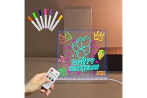 YAN-TECH Creative Message Note Board LED-Nachtlicht 7 Farbe ändern Flash Dimmen mit Fernbedienung Auto-Off Timed Helligkeit einstellbar USB löschbar 7,95 × 7,83 Zoll Whiteboard Desktop Nachttischlampe für Kind