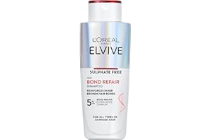 L'OREAL PARIS L'Oréal Paris Elvive Bond Repair Sulphate-Free Shampoo, with Citric Acid Complex, Restores Original Strength, 98% Less Breakage, 90% More Shine, 82% Stronger, for All Damaged Hair, 200ml