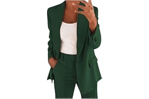 ESSUE Tailleur Femme Pantalon 2 Pièces Chic et Elegant Couleur Unie Slim Fit Blazer Veste Formel Bureau Travail Pantalon Costumes Manteau Ensemble Col Revers Veste Manteau Pantalon Ensemble