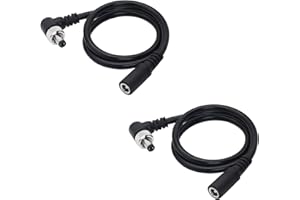 SinLoon 2Pack Cable de extensión de CC de 90 Grados, CC 5,5 mm X 2,1 mm Ángulo Recto en Forma de L Macho a Hembra 18AWG Cable Conector