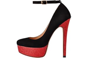 Only maker Damen Plateau High Heels Glitzer Mary Jane Pumps Stilettos
