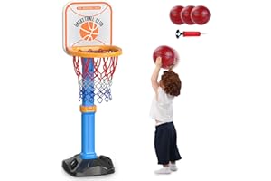 SOTODIK Toddler Basketball Hoop,Basketball Arcade Game Set,Adjustable Height with 4 Balls and Air Pump, Indoor&Outdoor Sport Toys for Backyard Games Outside Swimming Pool,Gifts for Toddler (SP-02)