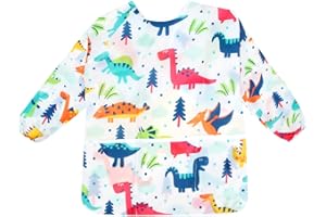 REEKNOKOL Tablier pour Enfants de 3 à 8 Ans, Imperméable à Manches Longues, Avec Poche pour Peindre, Cuisiner, Manger, Arts et Artisanat
