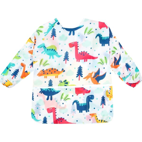 T-shirt Manches Longues Tablier Enfant - Avec Poche, Motif Artiste - En Coton Doux, Pour Peinture, Activités Créatives