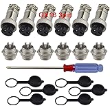 FULARR® 6Pcs Premium GX16-3 Pin Aviazione Spina, 5A Aviazione Connettore Spina, Maschio Femmina Plug GX16 Connettore Pannello