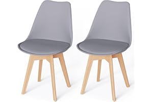 WAFTING 2er Set Esszimmerstühle Gepolsterter Stuhl mit Buchenholz-Beinen und Weich Gepolsterte Chair für Esszimmer Wohnzimmer Schlafzimmer Küche Besprechungsraum, (Gepolstert Grau)