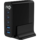 X-Level 140W GaN Hızlı Şarj İstasyonu, 3 USB-C ve 2 USB-A Port, PD/QC/PPS Destekli, LED Ekranlı, 5A Hızlı Şarj, Akım Korumalı