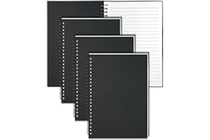 GINMLYDA 4 Pezzi Quaderni Spirale A5, 21x14cm 60 Fogli a Righe Copertina in Carta Kraft Nero Blocco Note Spirale Quaderno Appunti con Rilegatura a Spirale per Appunti Progetti di Ufficio