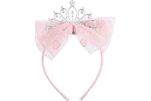 Lusofie Crown Headband 1Pcs Princess Tiara Glitter Toddler Headband Princess Crown for Graduation Birthday Party Fairy Costume Hair Accessories (Pink)