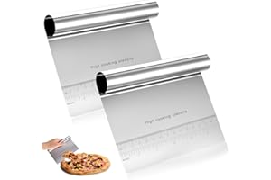 MCBLAST 2 Ramasse Légumes Cuisine, Raclette en Acier Inox, Grattoir à Pâtes en Acier Inoxydable, Pelle à Légumes, Grattoirs Coupe Pate Spatule Cuisine, Spatule à Pâte, Coupe-Pâtes Pizza Gâteau Patisserie