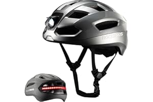 ‎ROCKBROS ROCKBROS Kask rowerowy z przodu i z tyłu LED dla mężczyzn, kask rowerowy z pilotem zdalnego sterowania, inteligentne kierunkowskazy, do rowerów wyścigowych MTB, regulowany 58-60 cm