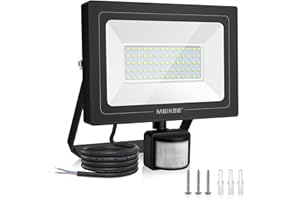 MEIKEE 60W Foco LED con Sensor de Movimiento, Proyector Led Exterior con Detector 5200LM, Blanco Frío 6500K, Impermeable IP66, Lámpara Iluminación de Seguridad para Jardín, Patio, Garaje
