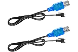 Tosiicop 3.7V Lipo Battery Ladegerät - SM-2P Stecker Ladekabel Universal Rechargeable Li-ion Akku Charger mit USB Kabel für RC Auto RC Drone Ferngesteuertes Spielzeugauto Stunt Truck Boot 2 stück