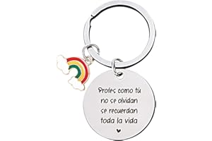 GEBETTER Regalo Profesora Infantil, 1* Llavero Original + 1* Tarjeta Gracias + 1* Sobre Kraft, Regalo Profe Maestra Primaria Graduación Guardería Colegio Escuela Navidad Despedida (Arcoiris)