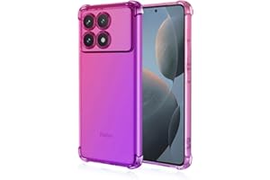 EASSGU Funda para Poco X6 Pro 5G (6.67" Inches), Carcasa Protectora de Color Degradado Transparente, Case para Teléfono Anticaída y Antiarañazos - Rosado Morado
