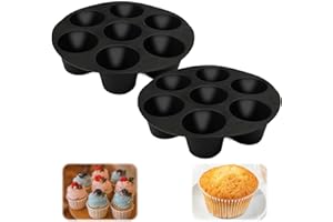 EXIN DEHCEN 2 Pièces Moule Muffin Air Fryer, Moule à Muffin, Moule Silicone Muffin, Moule Muffins Silicone pour Air Fryer pour 7 Muffins et Gâteaux, pour Gâteaux, Muffin Tasses, Dessert, Pâtisseries, 7 Pouces