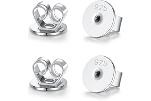 LUCKMORA Ohrring Verschluss Sterling Silber 925 Ohrstecker 2 Paar Ohrringstecker Verschlüsse Ohrring Stopper Gegenstecker für Ohrstecker Rohlinge Ohrstopper Stecker Loch: 0,8mm (0.8mm W)
